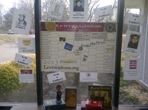 I humbly and subtly try to encourage a fair and unbiased vote from the congregation during Lent madness. 